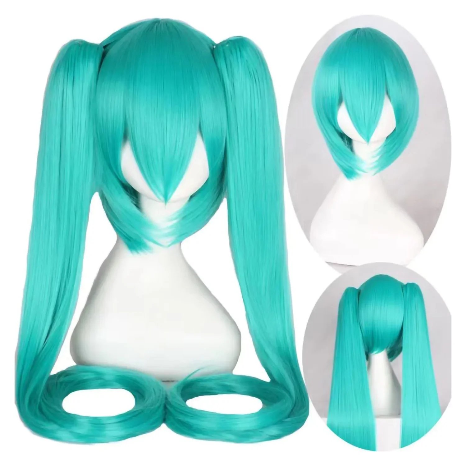 Hatsune Miku Anime Cosplay Wig, 110cm Double Ponytail Synthetic Fiber Wig, Halloween, Christmas - Image 3